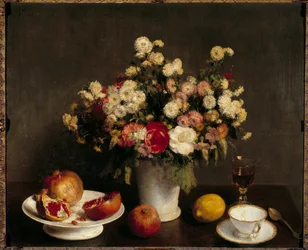 Still Life with Fruit Painting by Henri Fantin Latourdani