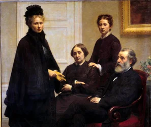 Familien Dubourg Hr. og Fru Dubourg og deres døtre: Victoria, kunstnerens hustru, og Charlotte repræsenteret i sorg. Maleri af Henri Fantin Latour (Fantin-Latour