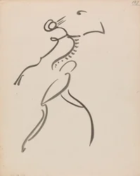 Dansende figur, i profil