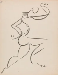 Mandlig dansende figur, i profil
