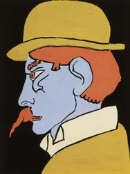 Mand med overskæg, profil, ca. 1911-12