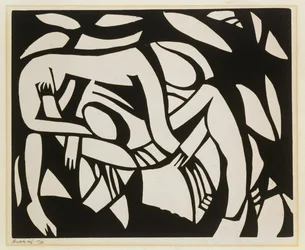 Wrestlers, ca. 1914 (linosnit)