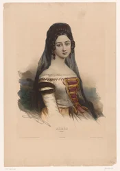 Kvinde i spansk kjole Xérès (Espagne) (titel på objekt) Kvinder i traditionelt kostume (serietitel)