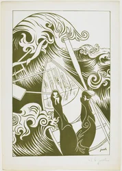 La Vague (Bølgen) 1894 (litografi med olivengrønt blæk)