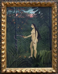 Eva i det jordiske paradis. Maleri af Henri Rousseau dit le Douanier Rousseau (1844-1910), olie på lærred, ca. 1906-1907. Fransk kunst, 20. århundrede, naif kunst. Kunsthalle, Hamborg, Tyskland.