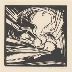 Skyer og solstråler over et landskab