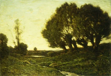 Et skovklædt landskab med en strøm, 1903