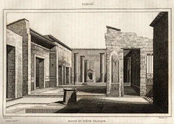Den tragiske digters hus i Pompei, gravering af Labrouste