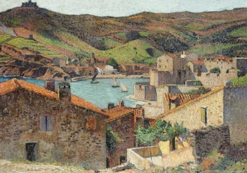 Landsbyen Collioure med udsigt over havnen,