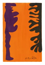 Sorte og violette arabesker på orange baggrund