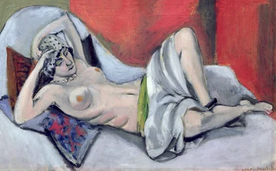 Liggende nøgen med draperi, ca. 1923-24 (olie på lærred)