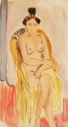 Siddende kvindelig nøgen, ca. 1919-1921 (olie på lærred)