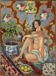 Dekorativ figur på ornamental baggrund 1925 (olie på lærred )