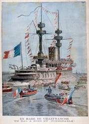 En bold om bord på slagskibet Formidable, Villefranche Harbour, Frankrig, 1896