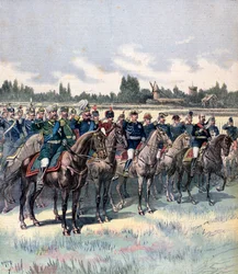 Militær gennemgang med general Saussier og udenlandske militærattachéer, 14. juli 1891.