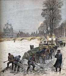 Paris under sneen i 1895 Lille avis fra 1895 (stik)