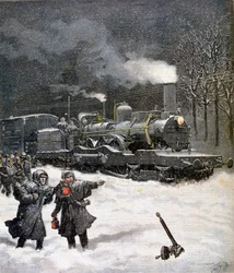 Tog blokeret af sne, Frankrig, 1892