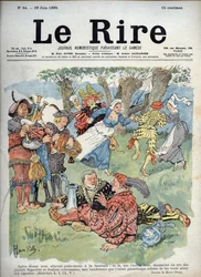 Landlig underholdning - Humoristisk tegning af Charles Henri Pille (1844-1897), der illustrerer en passage af "Gargantua" af Rabelais. "The Laughs", 29. juni