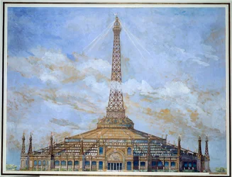 Design af Eiffeltårnet til 1900 Universal Exposition Gouache af Henri Toussaint (1849-1911) 1900 Sun. 0,9x1,14 m Paris, musee d