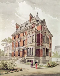 Projekt til en villa, slutningen af 1800-tallet (blæk og gouache på papir)