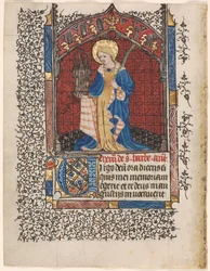 Blad fra en timebog: St. Barbara (6 af 6 udskårne blade)