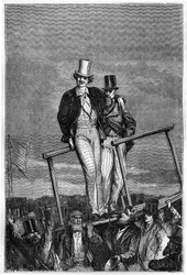 Illustration af bogen "Fra jorden til månen" af Jules Verne, Hetzel-udgaven - Les voyages extraordinaire