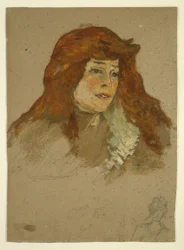 Mme Lili Grenier (rekto); Landskab med kirke (verso)
