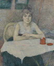 Ung kvinde ved et bord, 