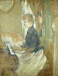 Ved klaveret, Madame Juliette Pascal i Salonen på Chateau de Malrome; Ved klaveret, Madame Juliette Pascal i Salonen på Chateau de Malrome, 1896