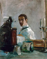 Henri de Toulouse-Lautrec af ham selv (Selvportræt foran