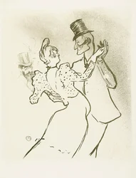 La Goulue og Valentin la Desossee. Plakat af Toulouse-Lautrec.