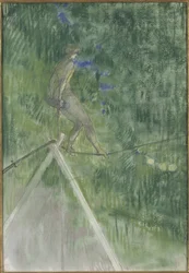 The rope dancer (tightrope walker) - The Rope Dancer, af Toulouse Lautrec, Henri, de (1864-1901). Pastel på papir. Mål: 47x32 cm. Nationalmuseum Stockholm