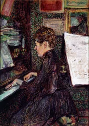 Miss Dihau på klaveret. Maleri af Henri de Toulouse-Lautrec (Toulouse Lautrec