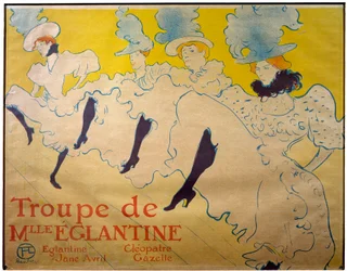 Plakat for Mademoiselle Eglantines trup. Cabaret dansere. Litografi af Henri de Toulouse Lautrec (Toulouse-Lautrec