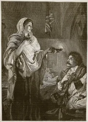 Florence Nightingale på hospitalet i Scutari, illustration fra 