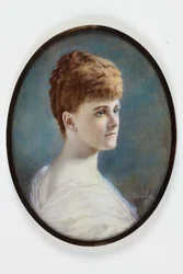 En dame i en hvid kjole, sandsynligvis Frances Evelyn (Daisy) Greville, født Maynard, Lady Brooke, senere grevinde af Warwick