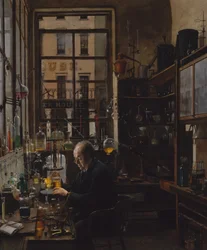 I laboratoriet, ca. 1885-87.