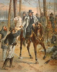 General Grant in the Wilderness Campaign, 5. maj 1864 (farve litho)