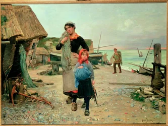 Fiskere vender tilbage med deres net, 1882
