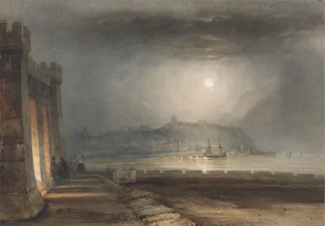 Scarborough Harbor, Yorkshire - Moonlight