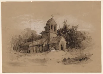 Kirke i et landskab, 1800-tallet.