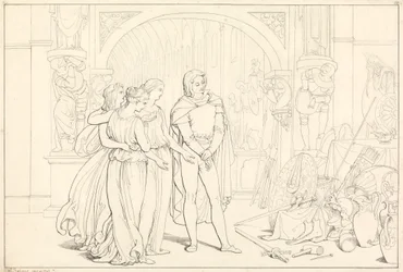 Illustration til Pilgrims Fremgang, 10. (Pilgrimen i våbenhuset)