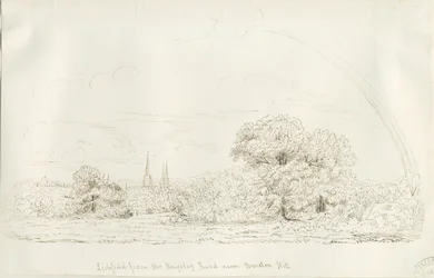 Lichfield - North View (fjern): pentegning, nd [1788-1855] (tegning)