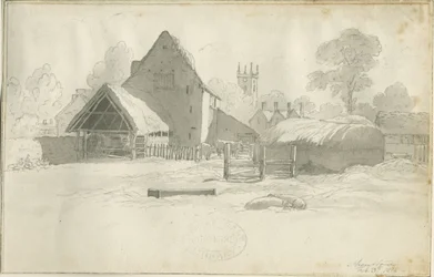 Shenstone - Farm: sepia tegning, nd [1788-1855] (tegning)