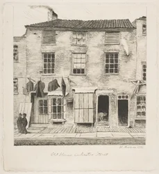 Gammelt hus i Rector Street, fra „Scener fra det gamle New York“