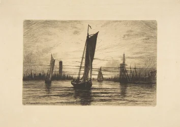 Solnedgang ved East River, 1879.