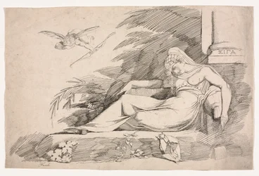 Sovende kvinde med en amor, 1780-1790.