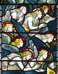 Engle, tilbedelse af lammet, 1884 (farvet glas)