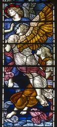 Buckland, St Mary, James Powell & Sons, Henry Holiday, The Barcote Chapel, Praising Angels, 1889
