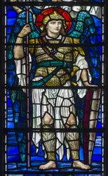 Buckland, St. Mary, Lowndes & Drury, Henry Holiday, Ærkeenglen St. Michael, 1918
